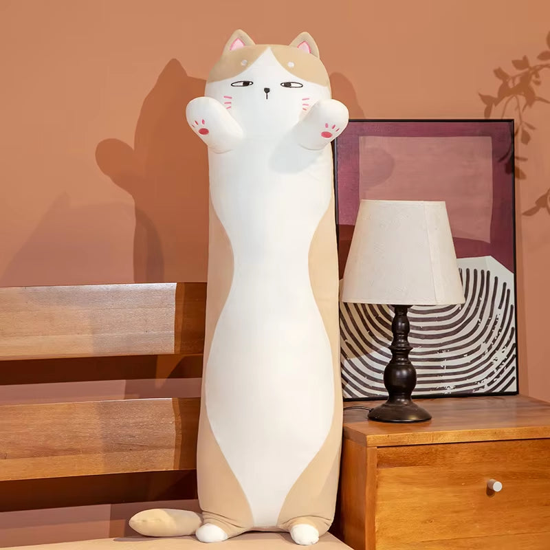 130Cm Kawaii Soft Long Cat Pillow Stuffed Plush Toys Nap Pillow Home Comfort Cushion Boy Girl Birthday Gift Cute Plushies