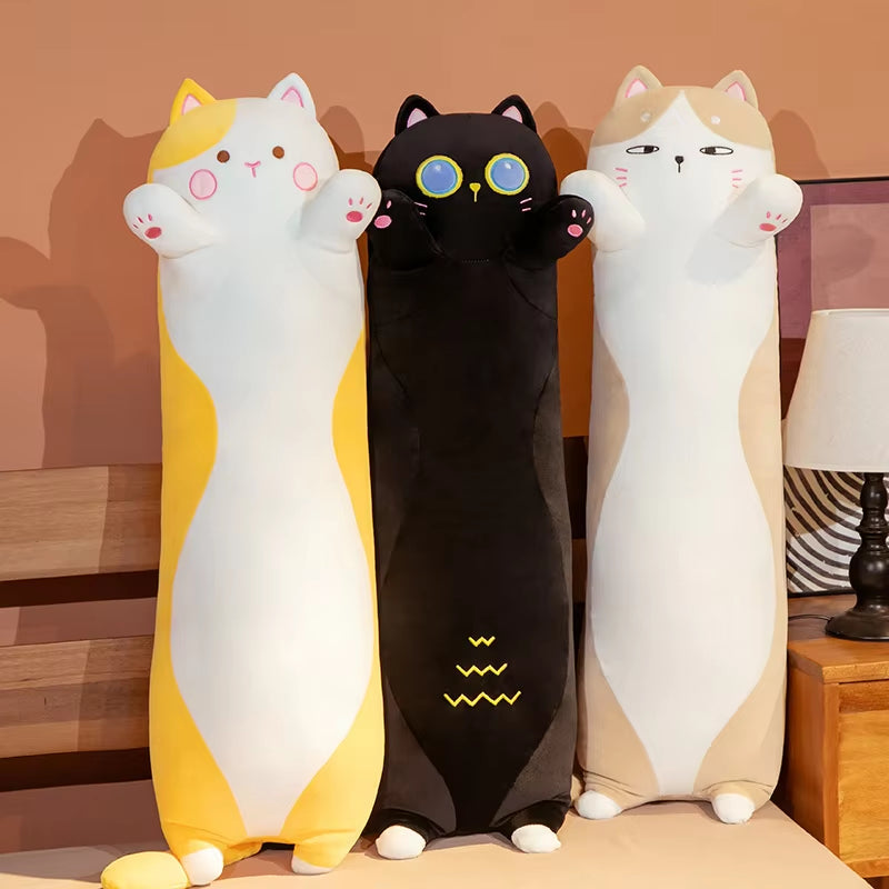 130Cm Kawaii Soft Long Cat Pillow Stuffed Plush Toys Nap Pillow Home Comfort Cushion Boy Girl Birthday Gift Cute Plushies