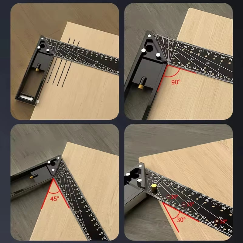 30/40CM Precision Marking Right Angle Ruler 45/90 Degree Hole Angle Ruler Industrial Scribe Marking Angle Gauge Woodworking