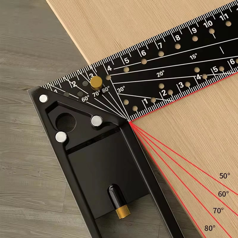 30/40CM Precision Marking Right Angle Ruler 45/90 Degree Hole Angle Ruler Industrial Scribe Marking Angle Gauge Woodworking