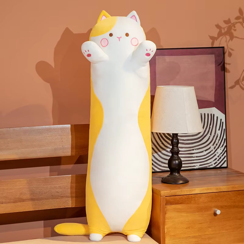 130Cm Kawaii Soft Long Cat Pillow Stuffed Plush Toys Nap Pillow Home Comfort Cushion Boy Girl Birthday Gift Cute Plushies