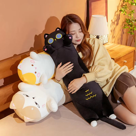 130Cm Kawaii Soft Long Cat Pillow Stuffed Plush Toys Nap Pillow Home Comfort Cushion Boy Girl Birthday Gift Cute Plushies